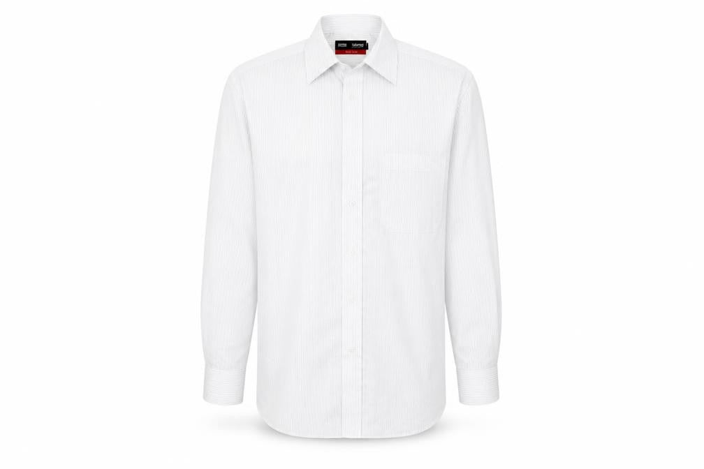 Marks and Spencer Mens White Striped   Button-Up Size 15
