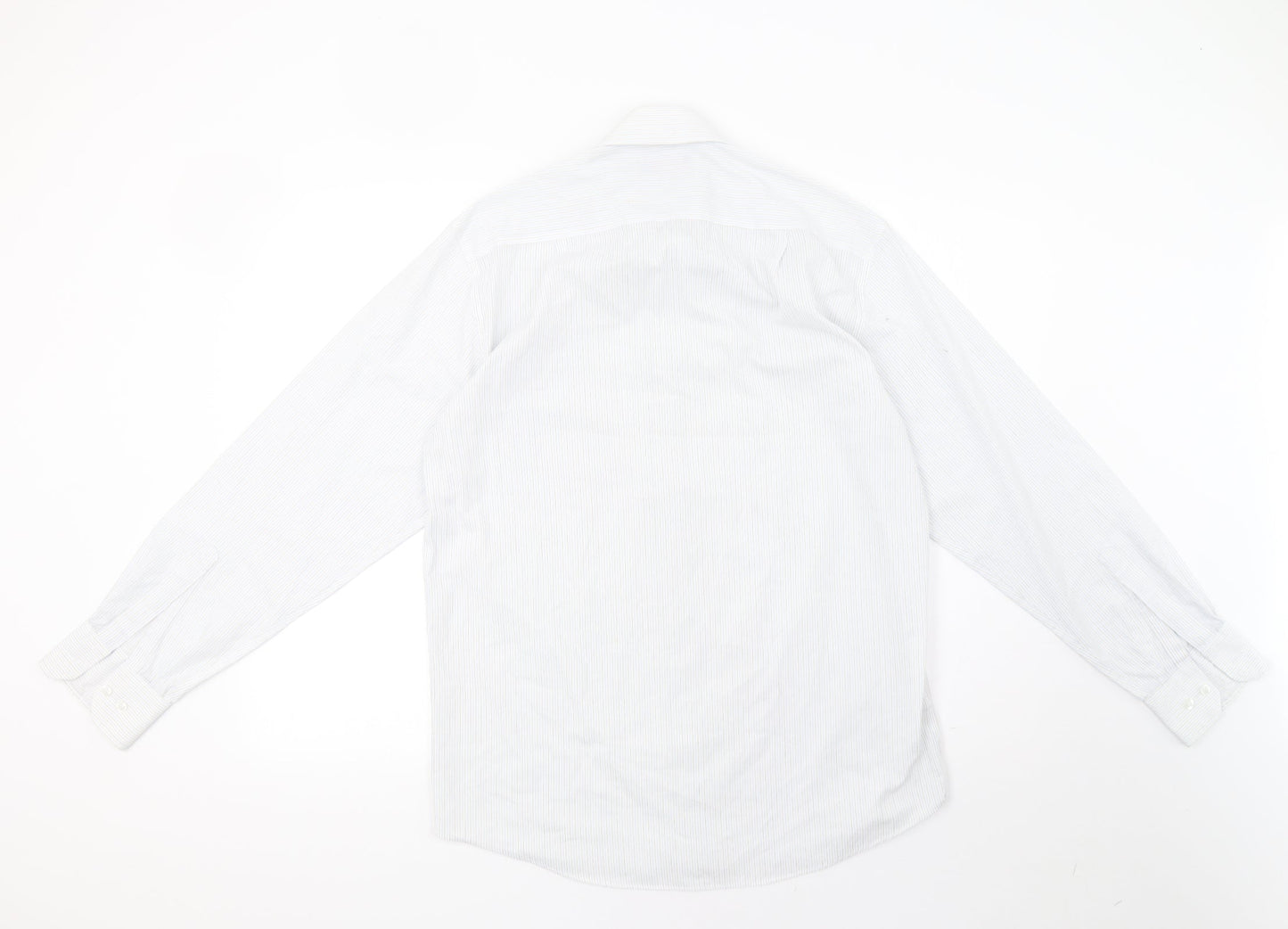 Marks and Spencer Mens White Striped   Button-Up Size 15
