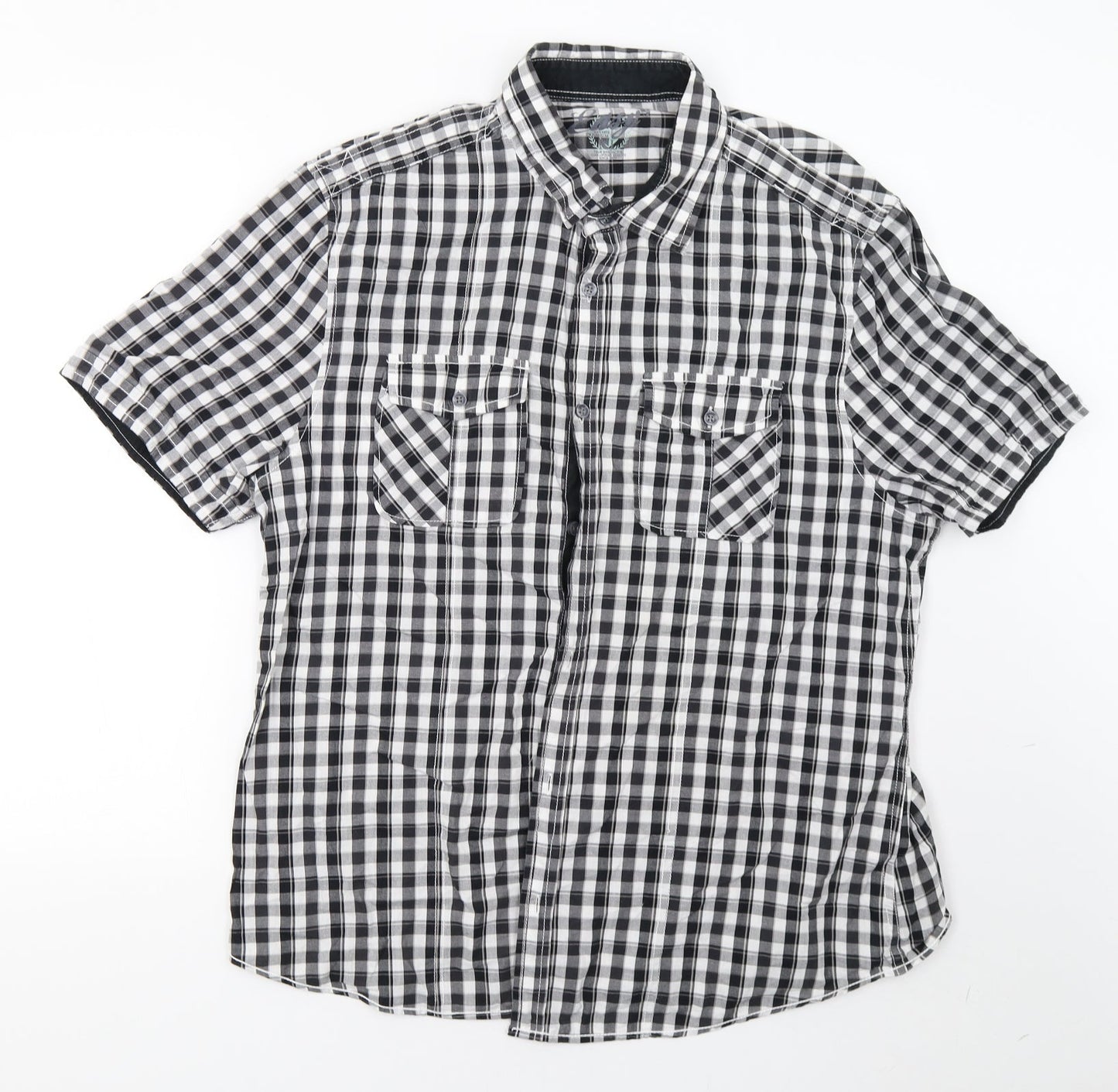 matal Mens White Check   Button-Up Size XL