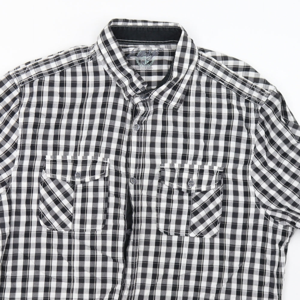 matal Mens White Check   Button-Up Size XL