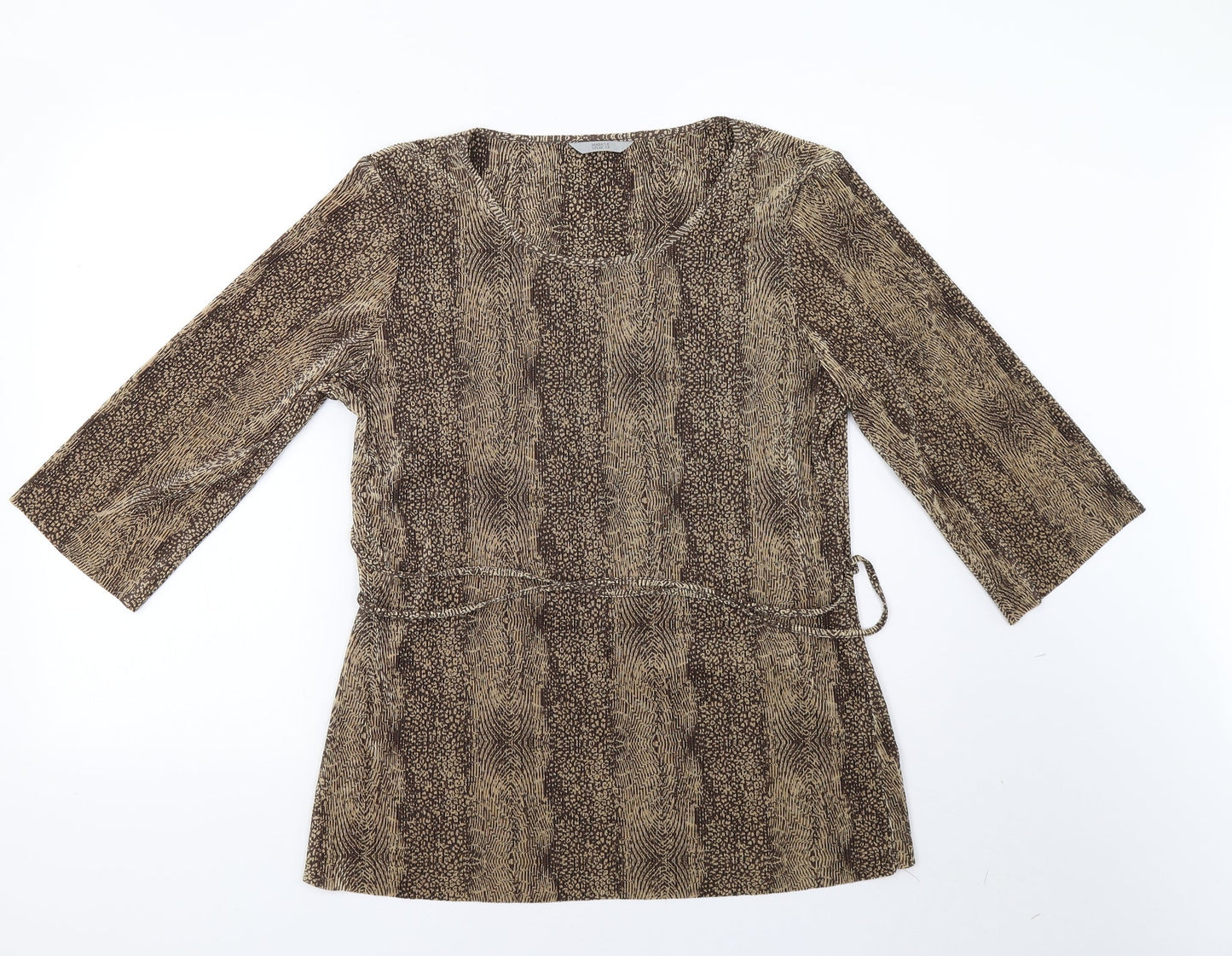 marks and Womens Brown Animal Print  Basic T-Shirt Size 16