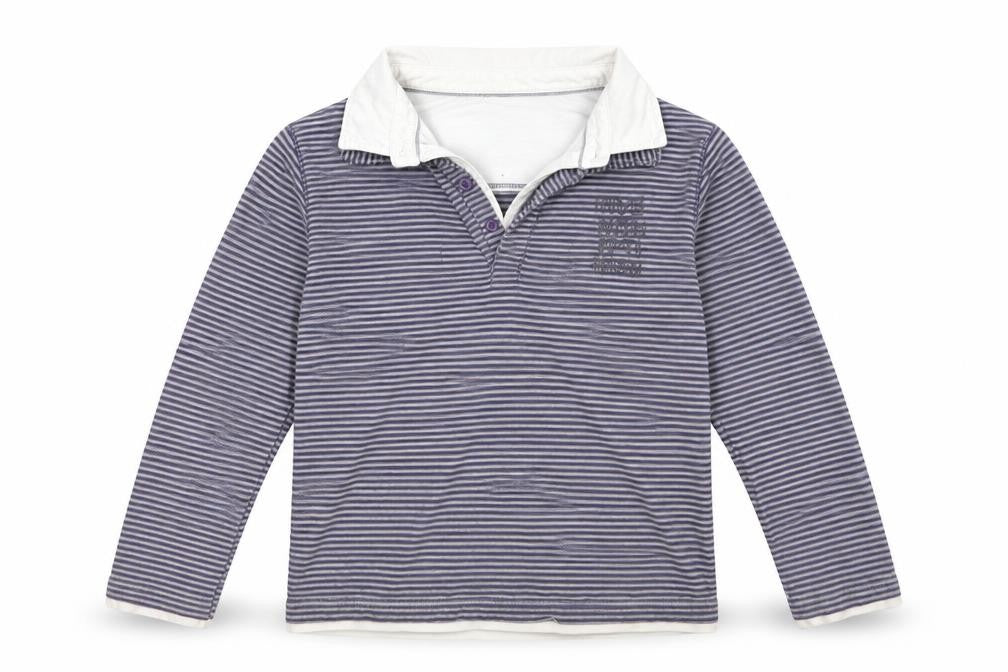 okaidi Boys Grey Striped  Basic T-Shirt Size 8 Years