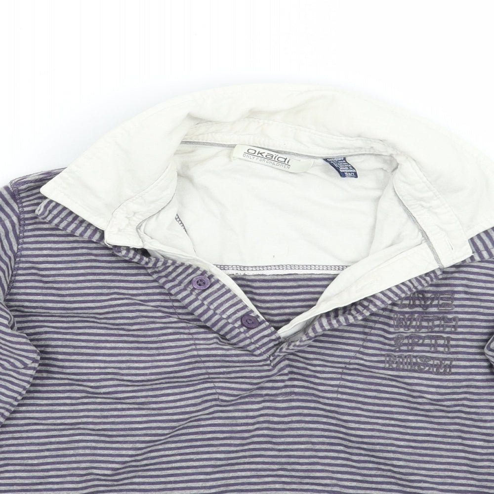 okaidi Boys Grey Striped  Basic T-Shirt Size 8 Years