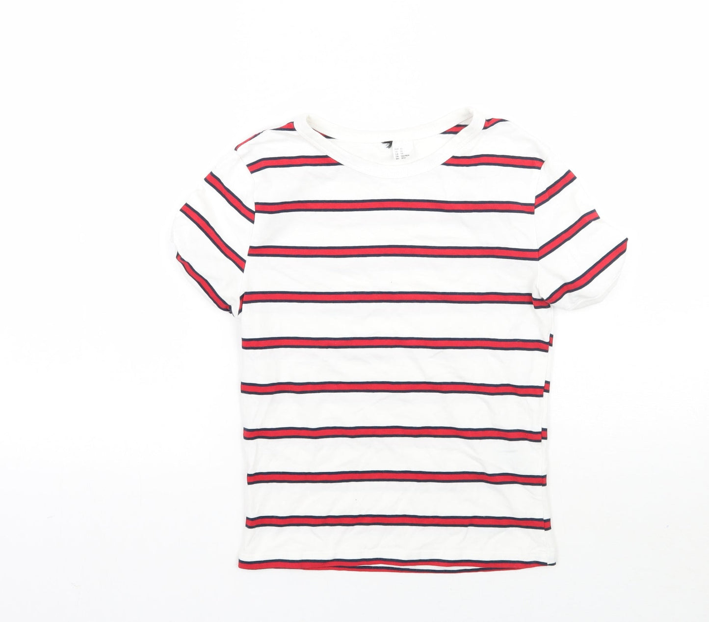 H&M Womens White Striped  Basic T-Shirt Size XS