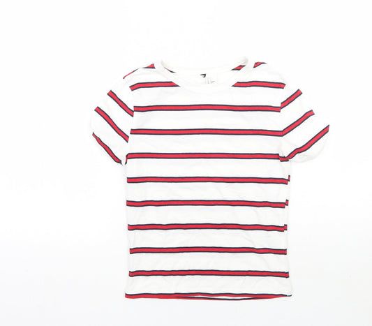 H&M Womens White Striped  Basic T-Shirt Size XS