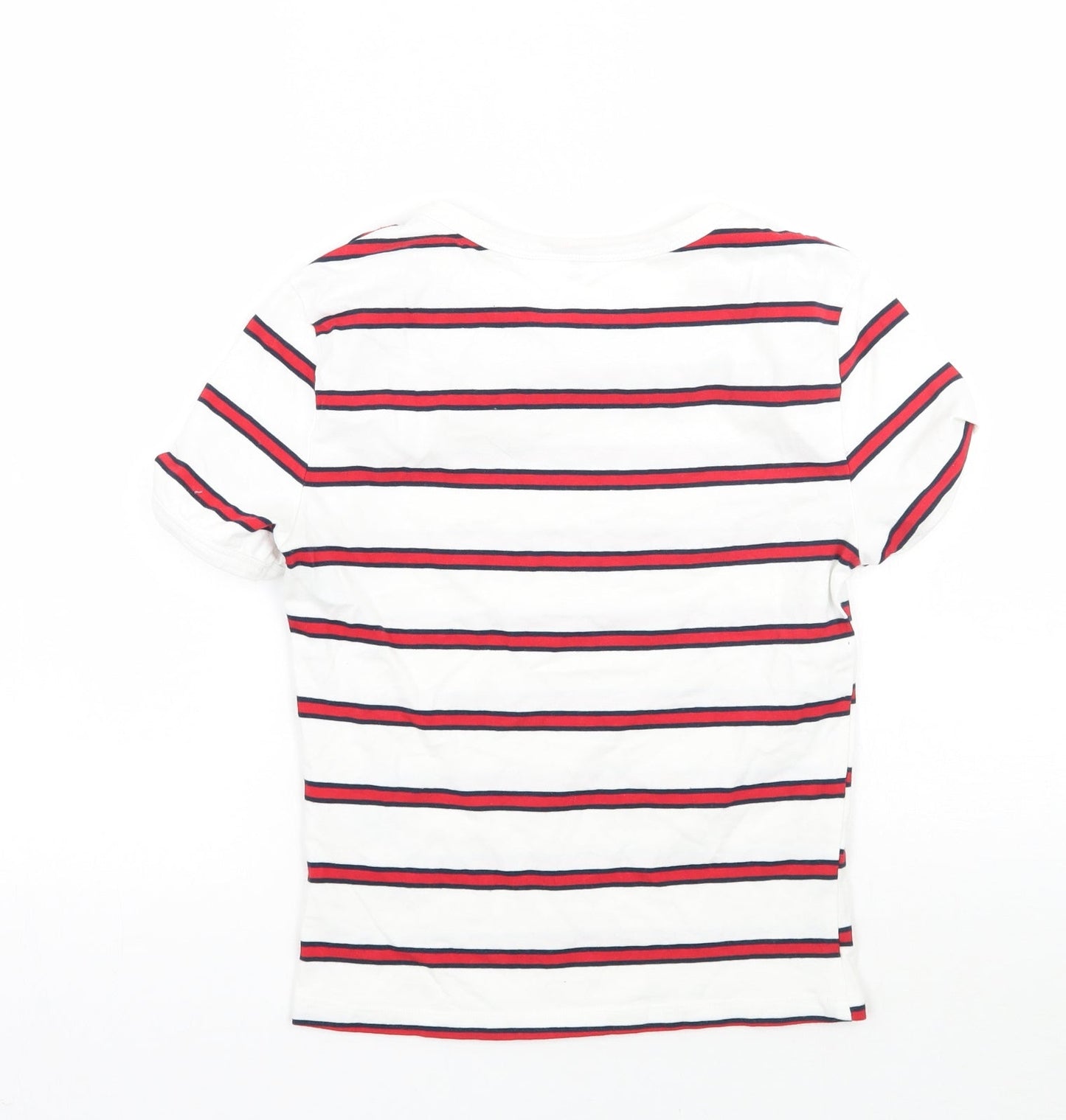 H&M Womens White Striped  Basic T-Shirt Size XS