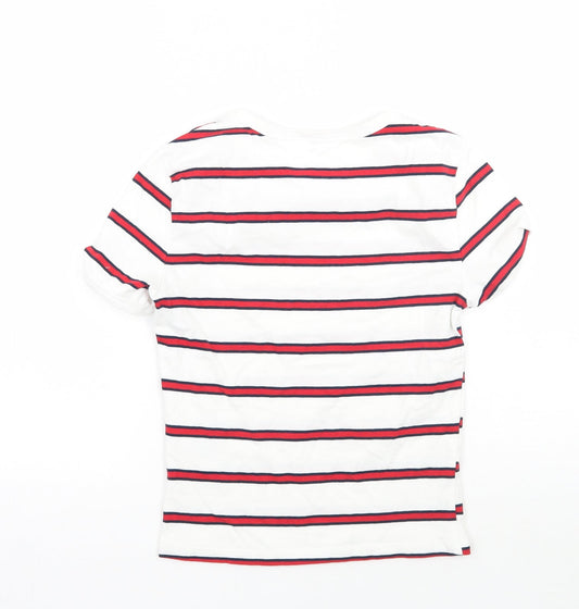 H&M Womens White Striped  Basic T-Shirt Size XS