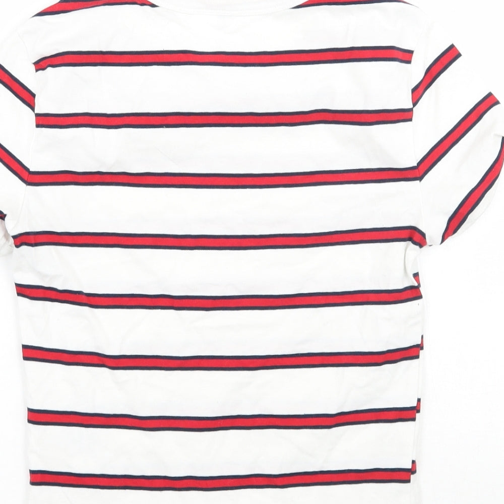 H&M Womens White Striped  Basic T-Shirt Size XS