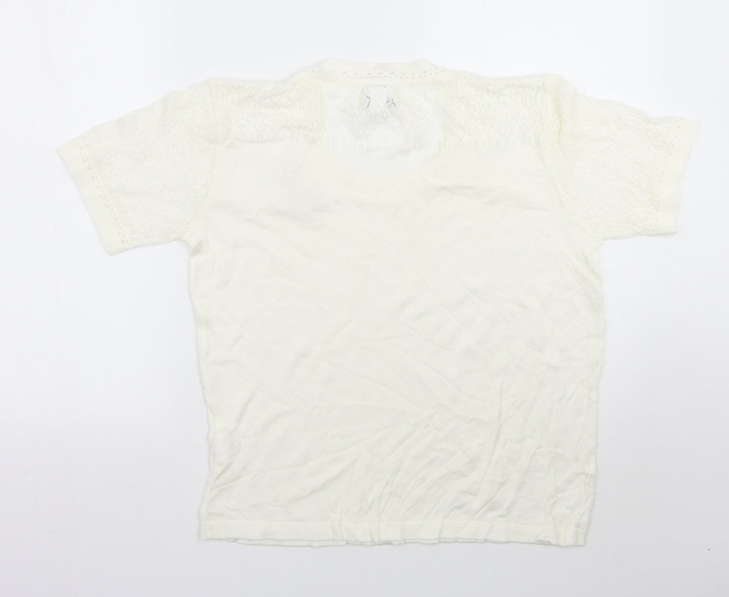 Afibel Womens White Floral  Basic T-Shirt Size 16