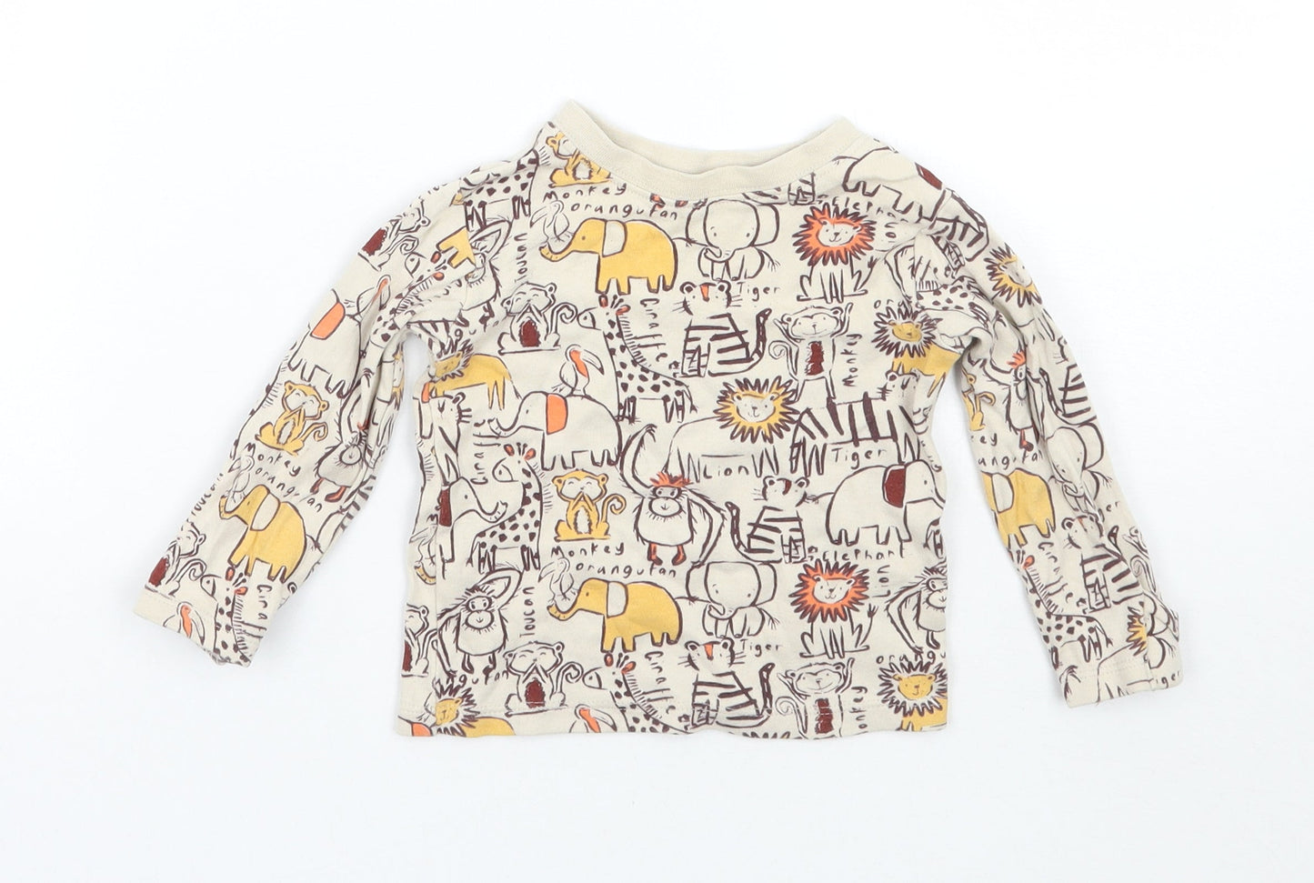 George Girls Beige Animal Print  Basic T-Shirt Size 3-6 Months