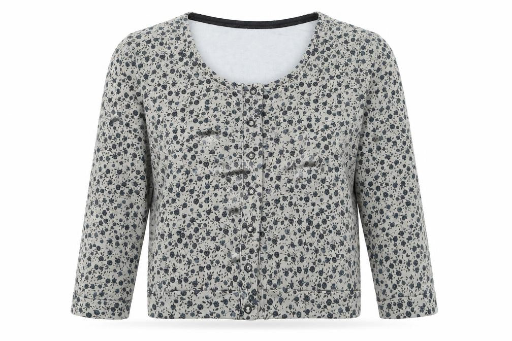 H&M Womens Grey Floral  Cardigan Jumper Size 6
