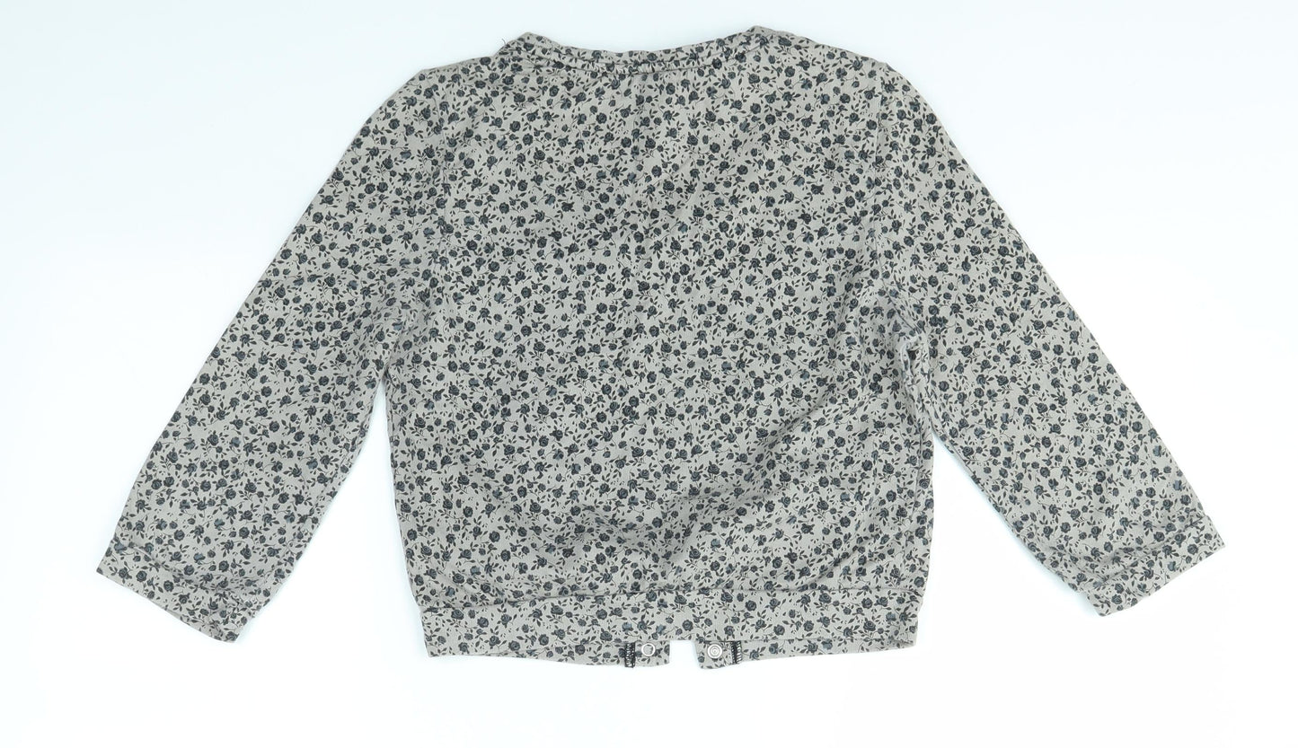 H&M Womens Grey Floral  Cardigan Jumper Size 6
