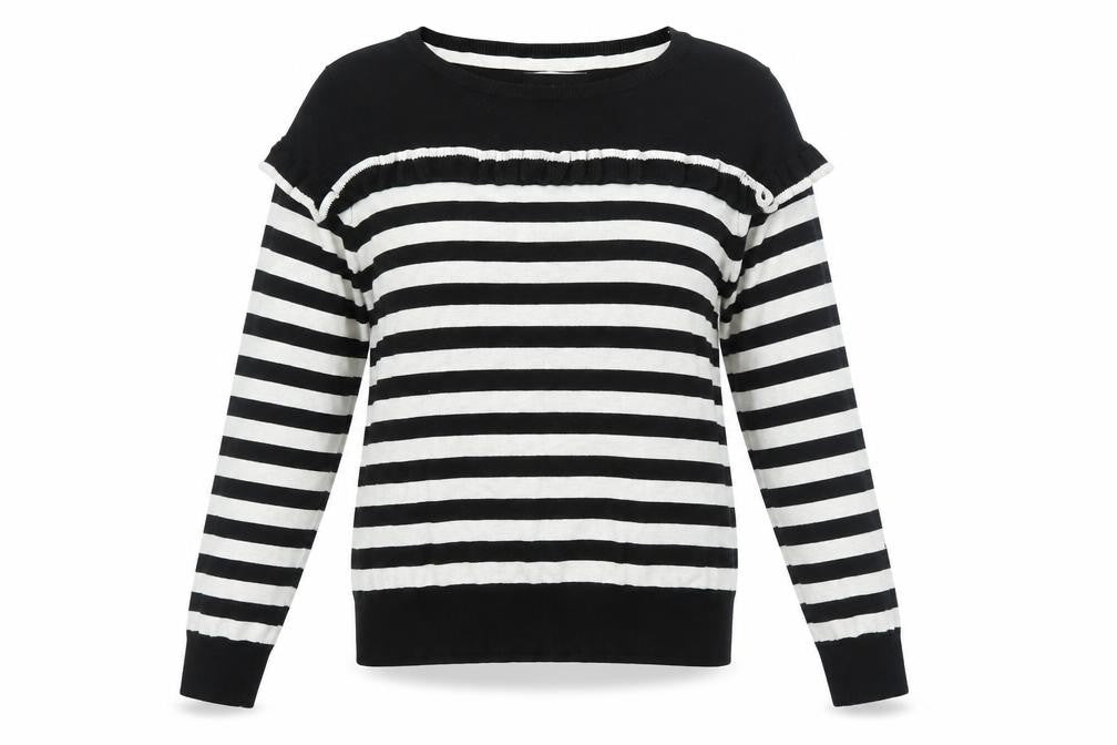 Front view of Red Herring women’s multicoloured striped jumper, size UK 12