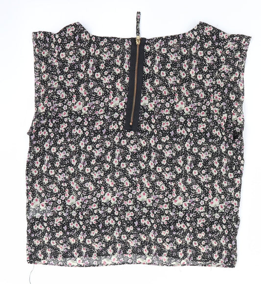 Topshop Womens Black Floral  Basic Blouse Size 10