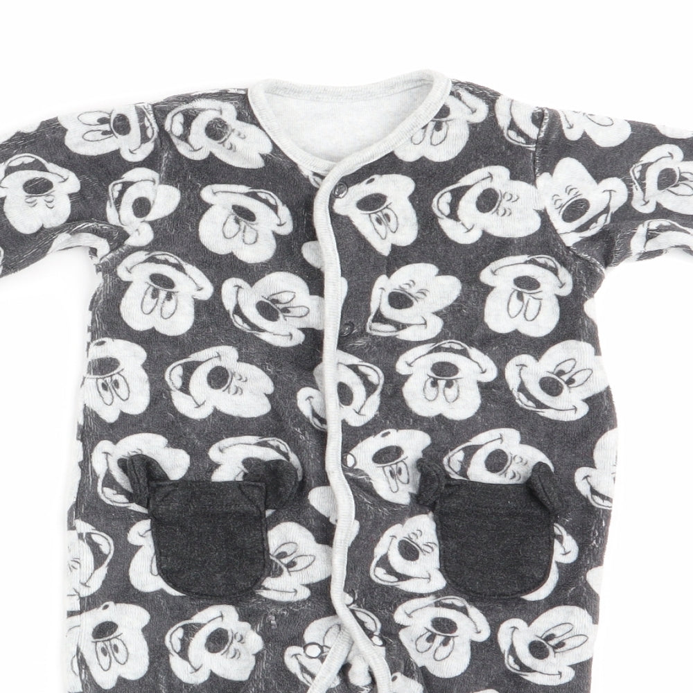 Disney Baby at George Boys Grey Animal Print  Romper One-Piece Size 0-3 Months  - Mickey Mouse