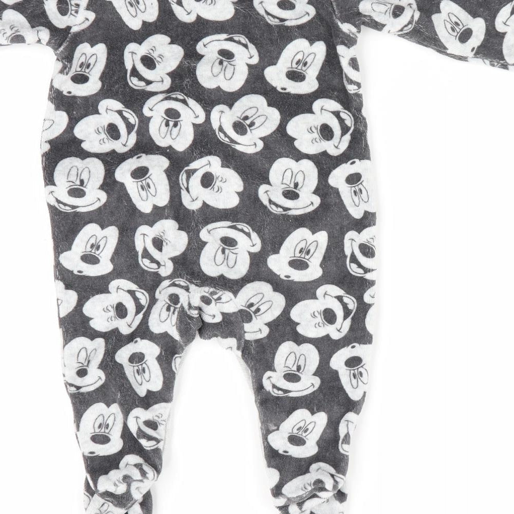 Disney Baby at George Boys Grey Animal Print  Romper One-Piece Size 0-3 Months  - Mickey Mouse