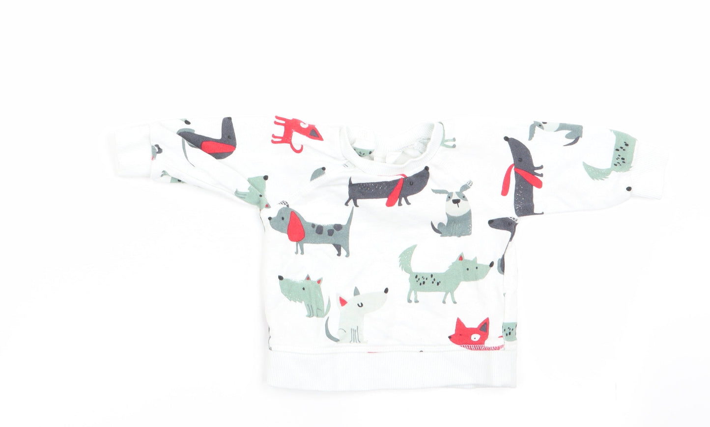 NEXT Boys White Animal Print  Pullover Jumper Size 0-3 Months
