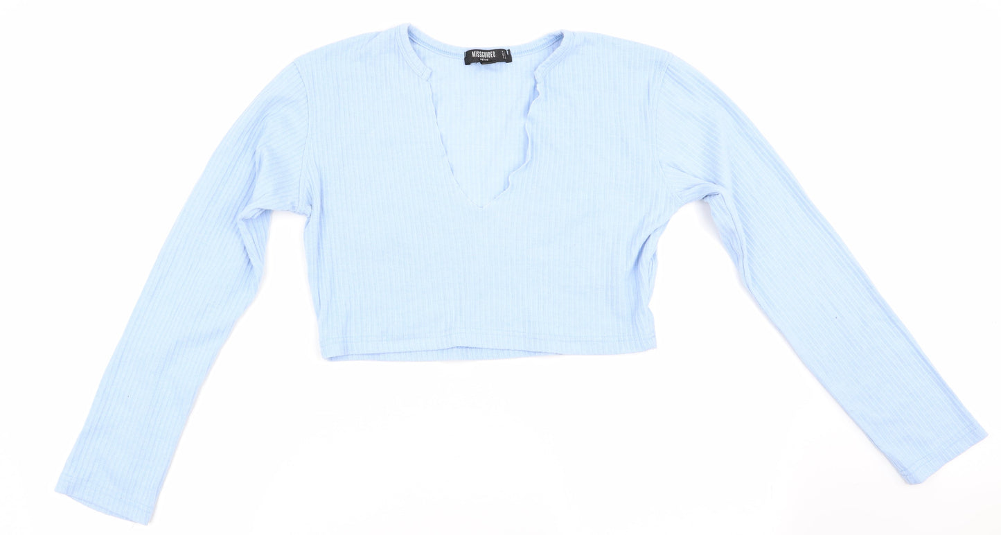 Missguided Womens Blue   Cropped T-Shirt Size 12