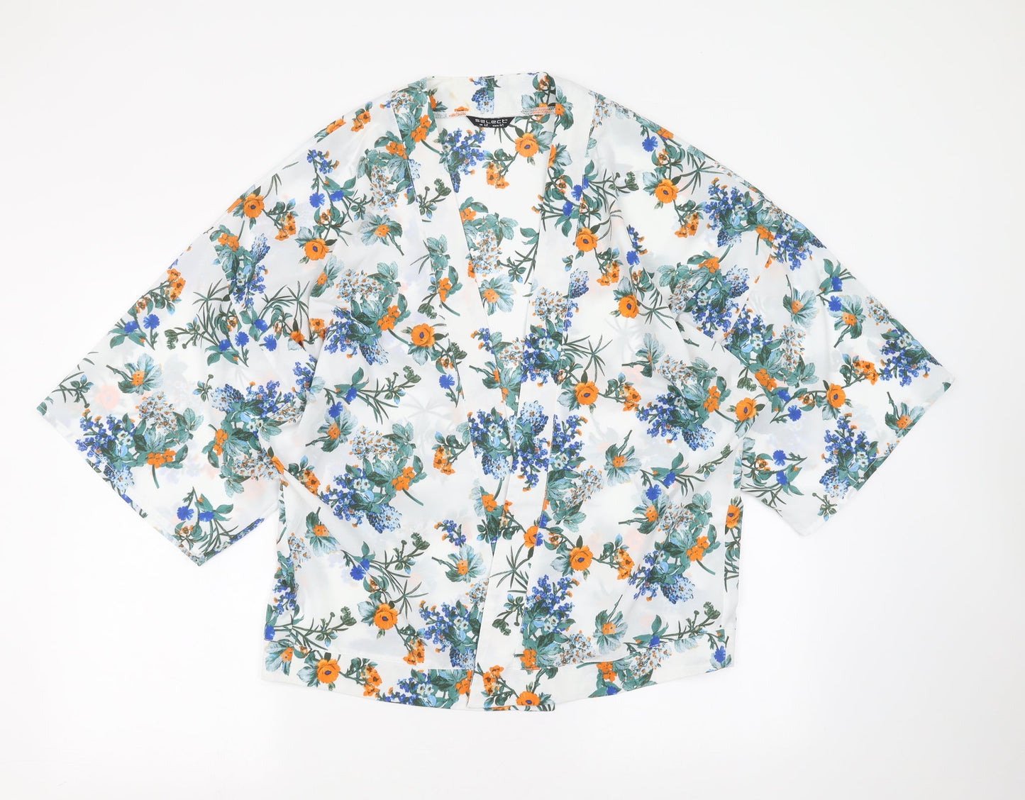 Select Womens White Floral  Cardigan Jumper Size 12