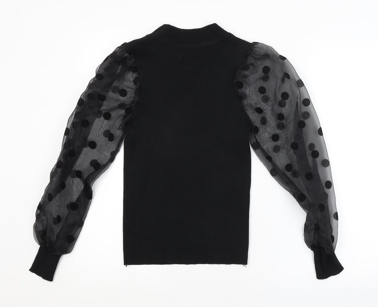 Flamant Rose Womens Black Polka Dot  Pullover Jumper Size M