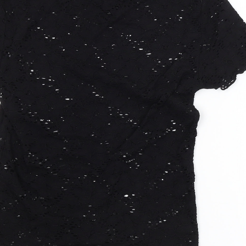 Bershka Womens Black Floral  Basic Blouse Size XS