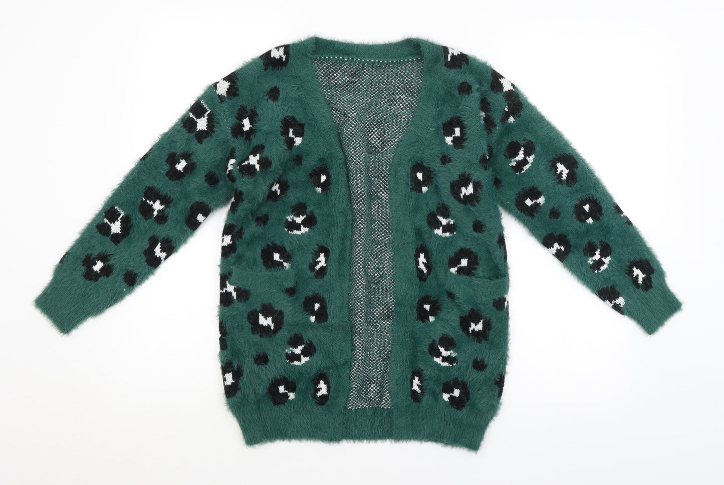 Preworn Womens Green Animal Print  Cardigan Jumper