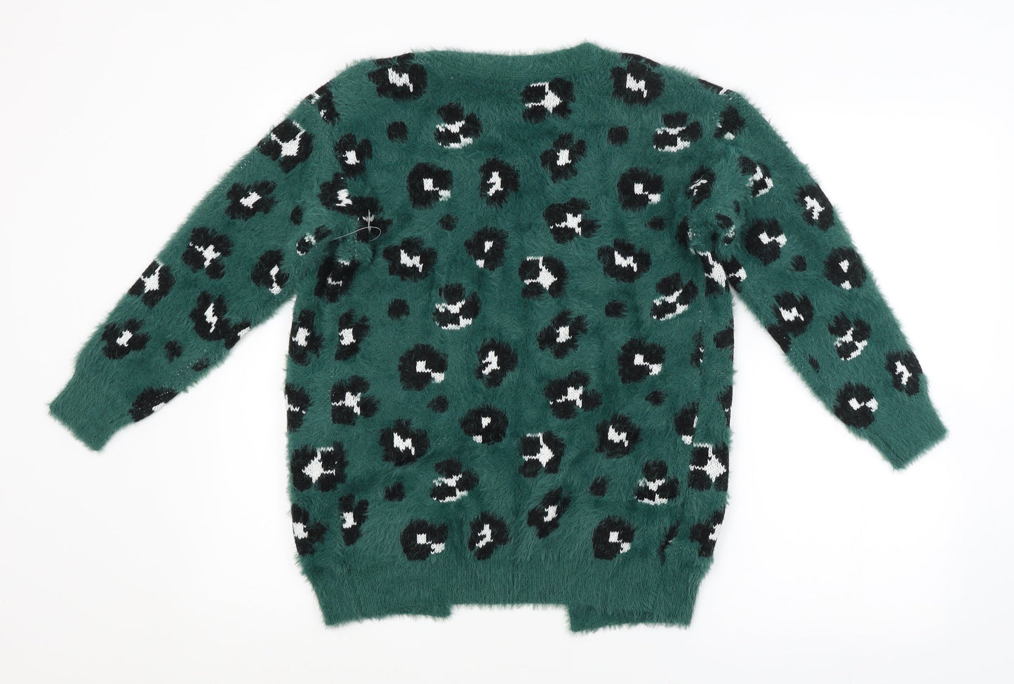 Preworn Womens Green Animal Print  Cardigan Jumper