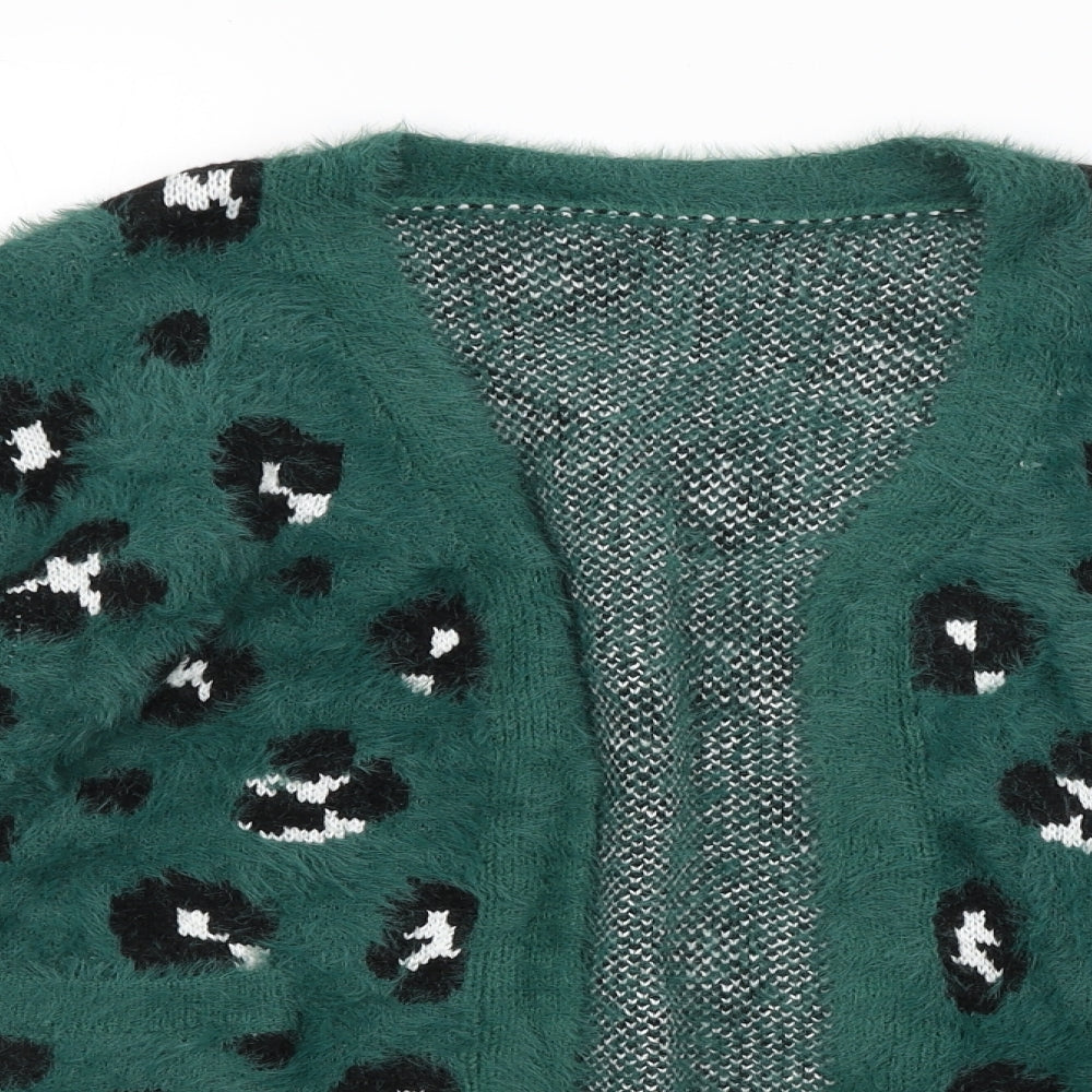Preworn Womens Green Animal Print  Cardigan Jumper