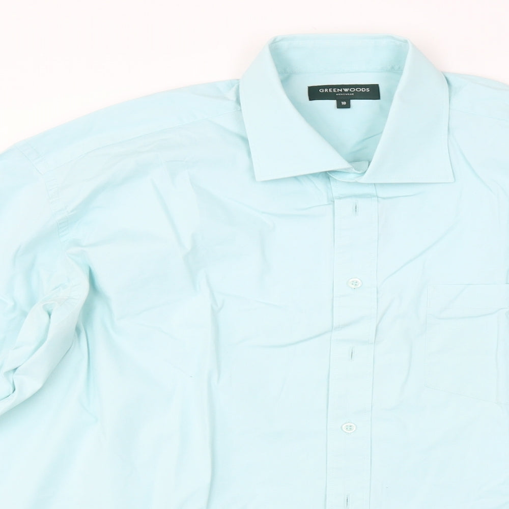 GREENWOODS Mens Blue    Dress Shirt