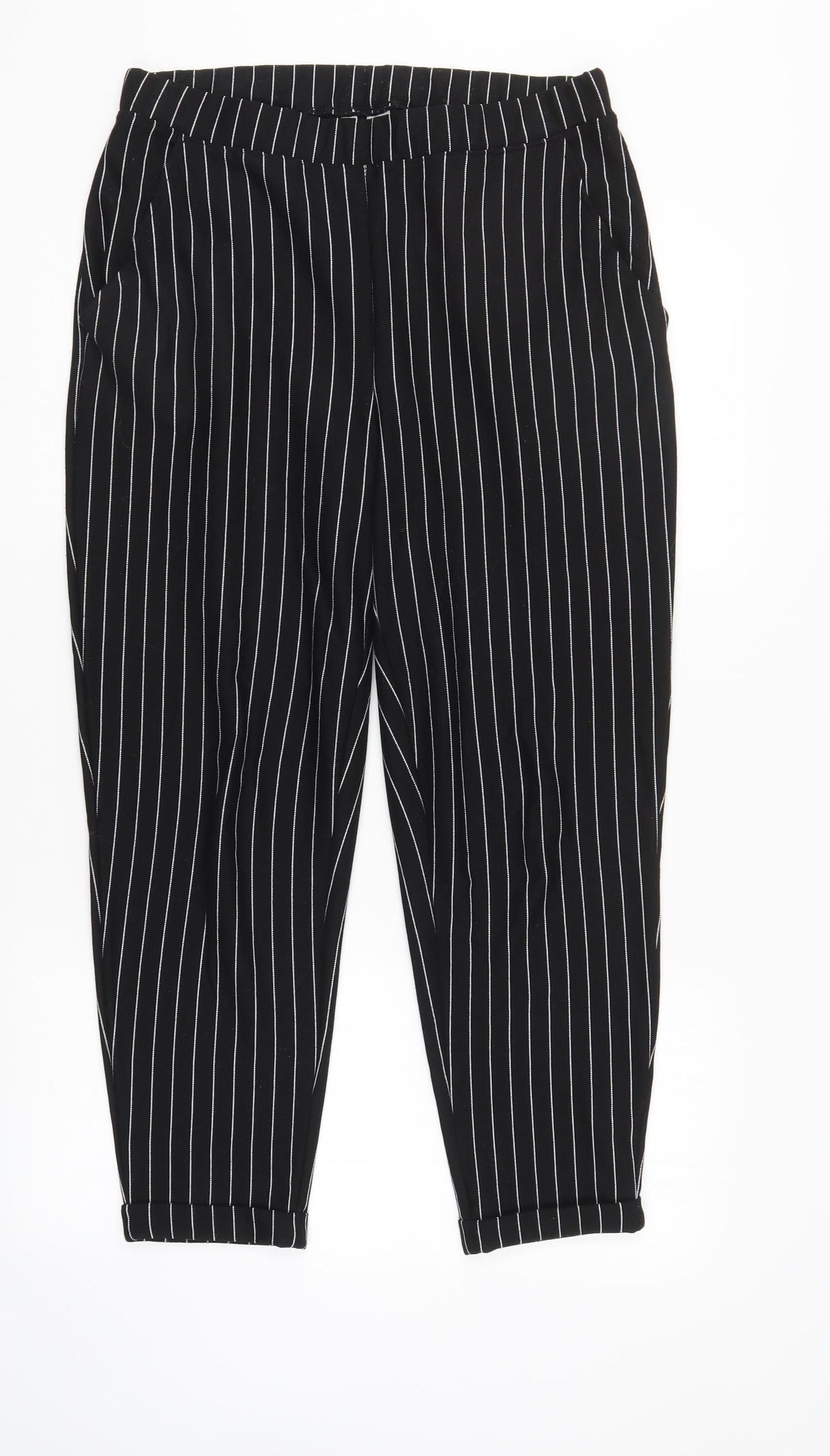 Divided Womens Black Striped  Trousers  Size M L25 in