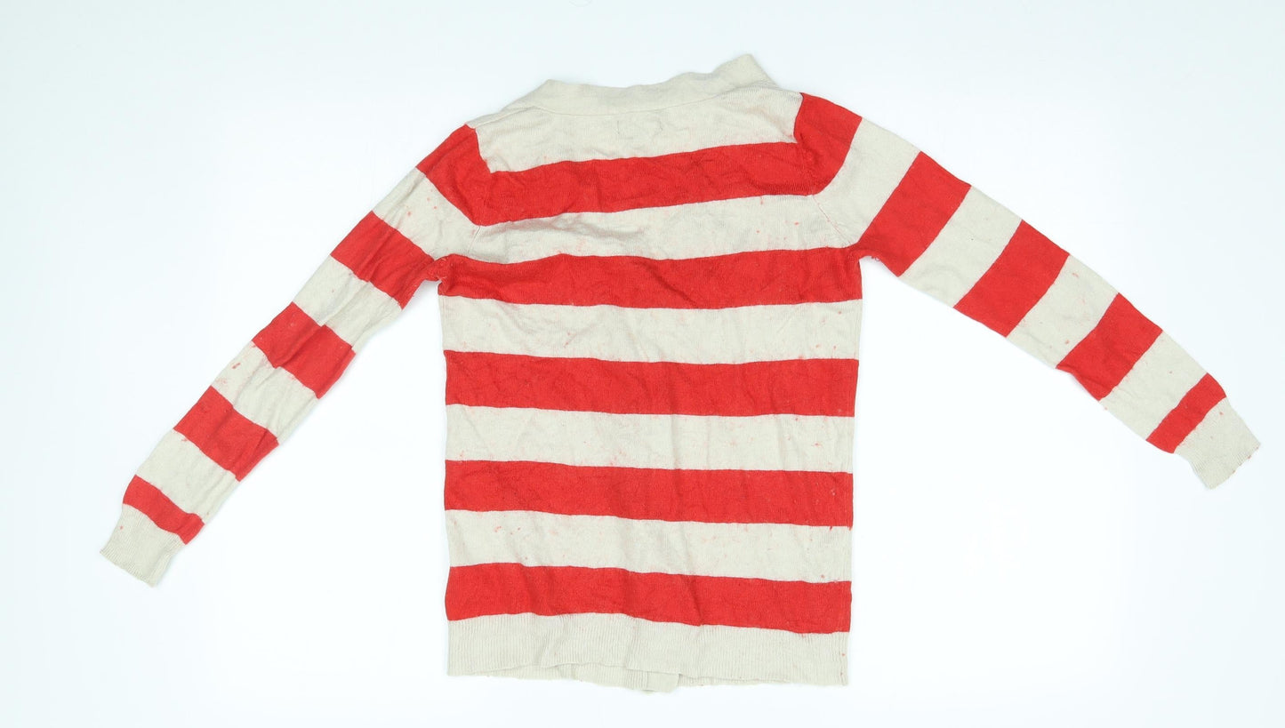 Papaya Womens Red Striped  Cardigan Jumper Size 10