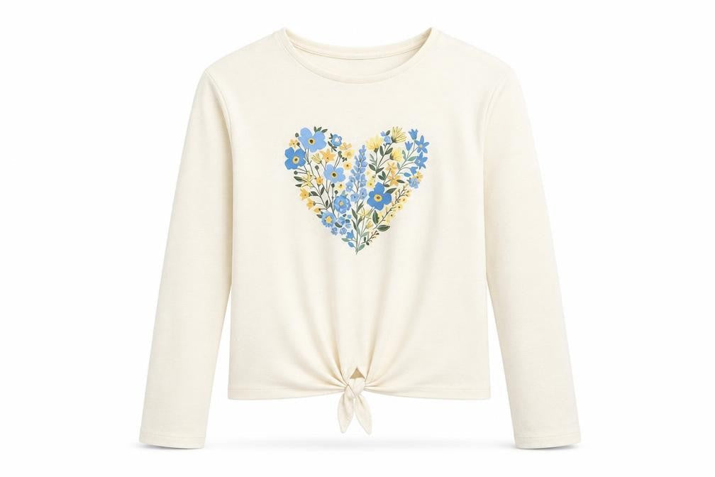 TU Girls Beige   Pullover Jumper Size 10-11 Years  - flower heart