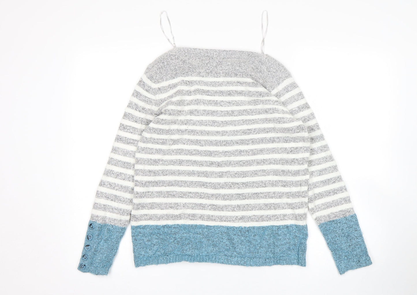 M&Co Womens Grey Striped  Pullover Jumper Size 14