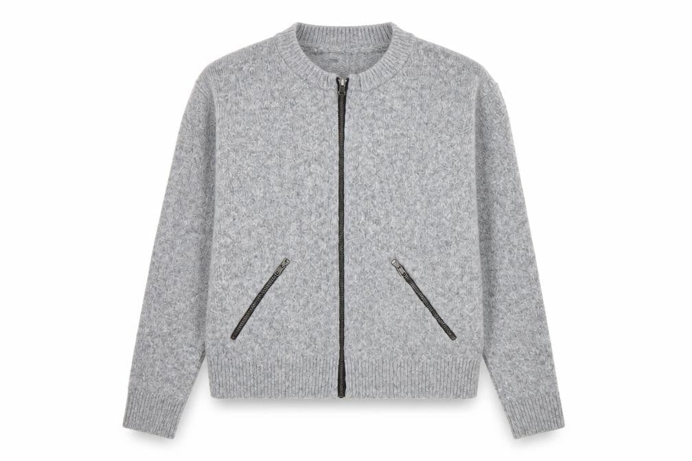 Front view of Red Herring women’s grey full zip jumper, size UK 12