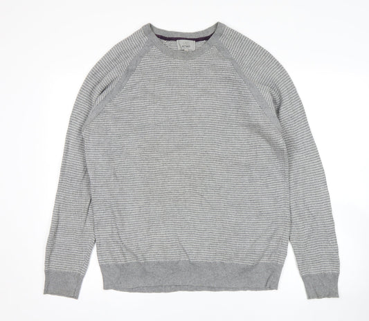 M&S Mens Grey Striped  Pullover Sweatshirt Size L