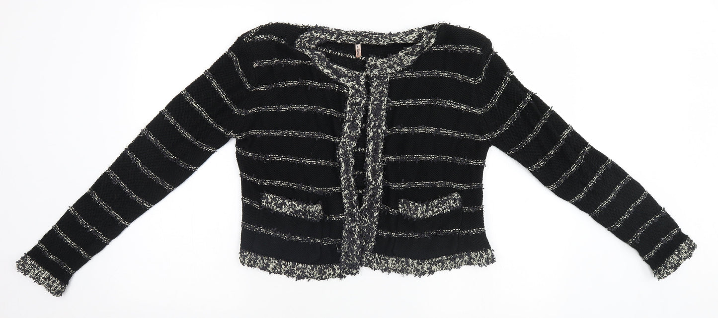 Sweewe Paris Womens Black Striped  Cardigan Jumper Size M