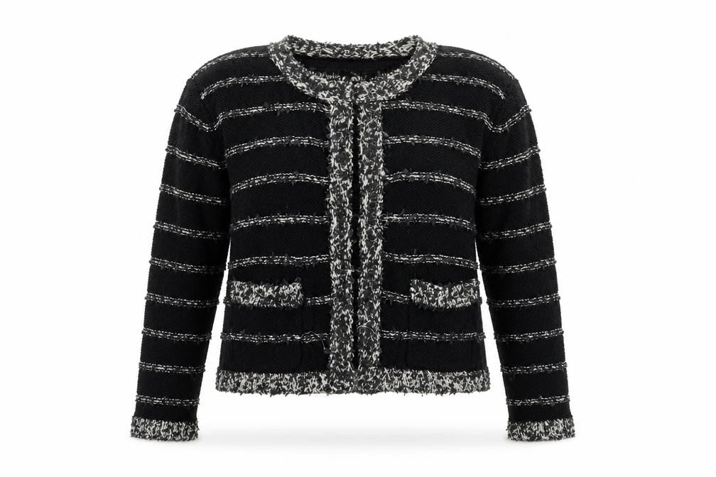 Sweewe Paris Womens Black Striped  Cardigan Jumper Size M