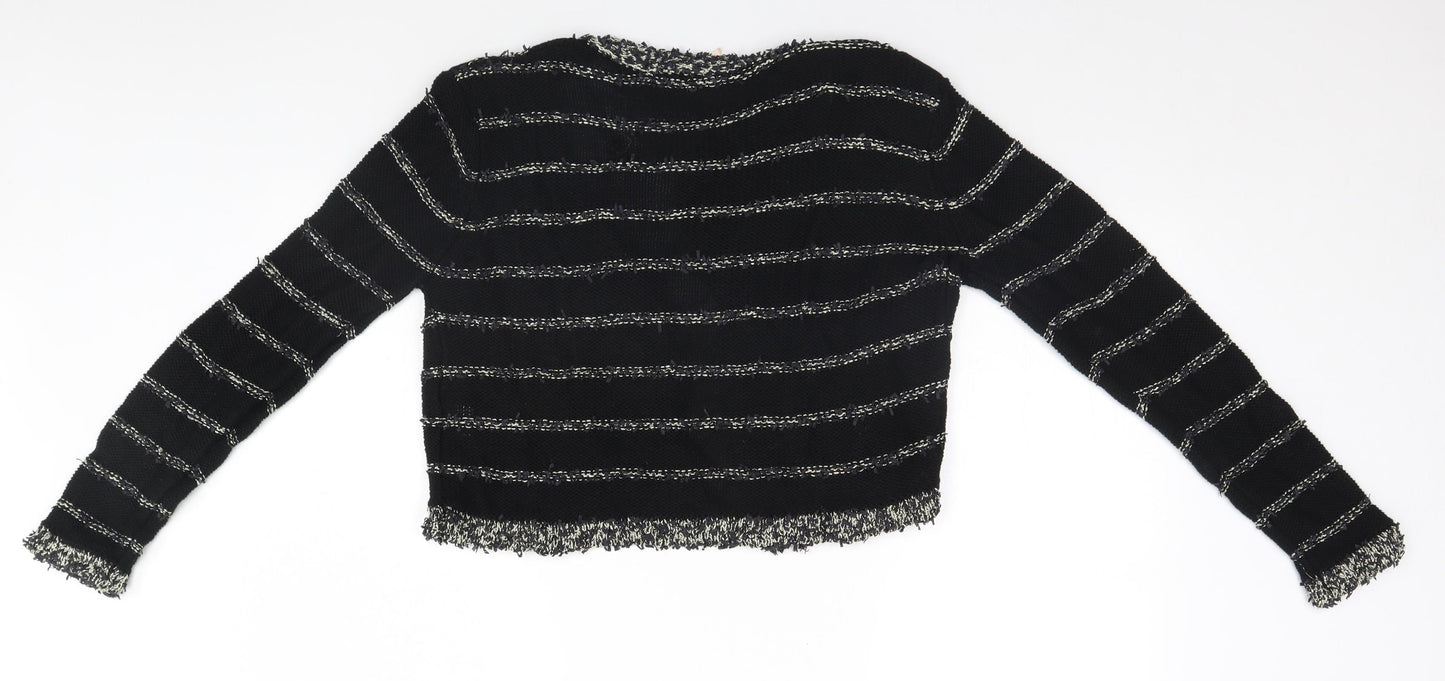 Sweewe Paris Womens Black Striped  Cardigan Jumper Size M