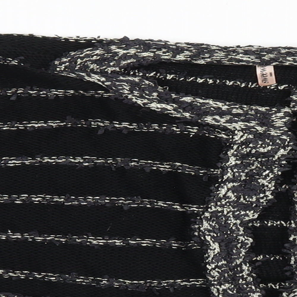 Sweewe Paris Womens Black Striped  Cardigan Jumper Size M