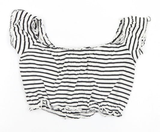 New Look Womens White Striped  Basic Tank Size 6