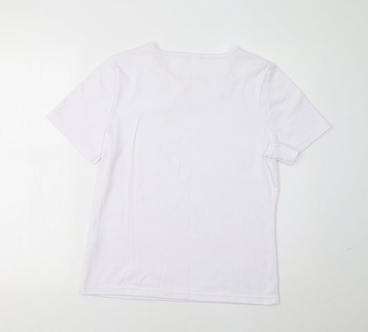 Preworn Womens White Floral  Basic T-Shirt Size S