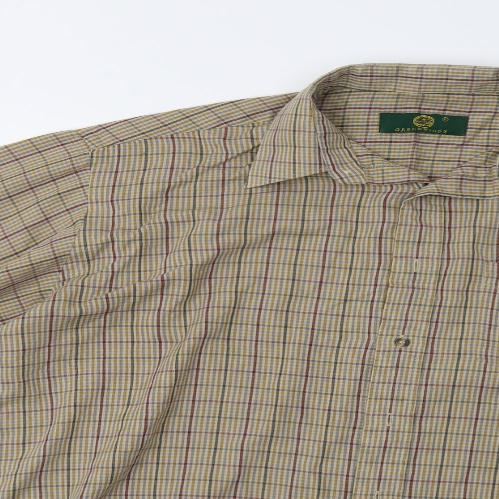 Greenwoods Mens Beige Check   Button-Up Size L