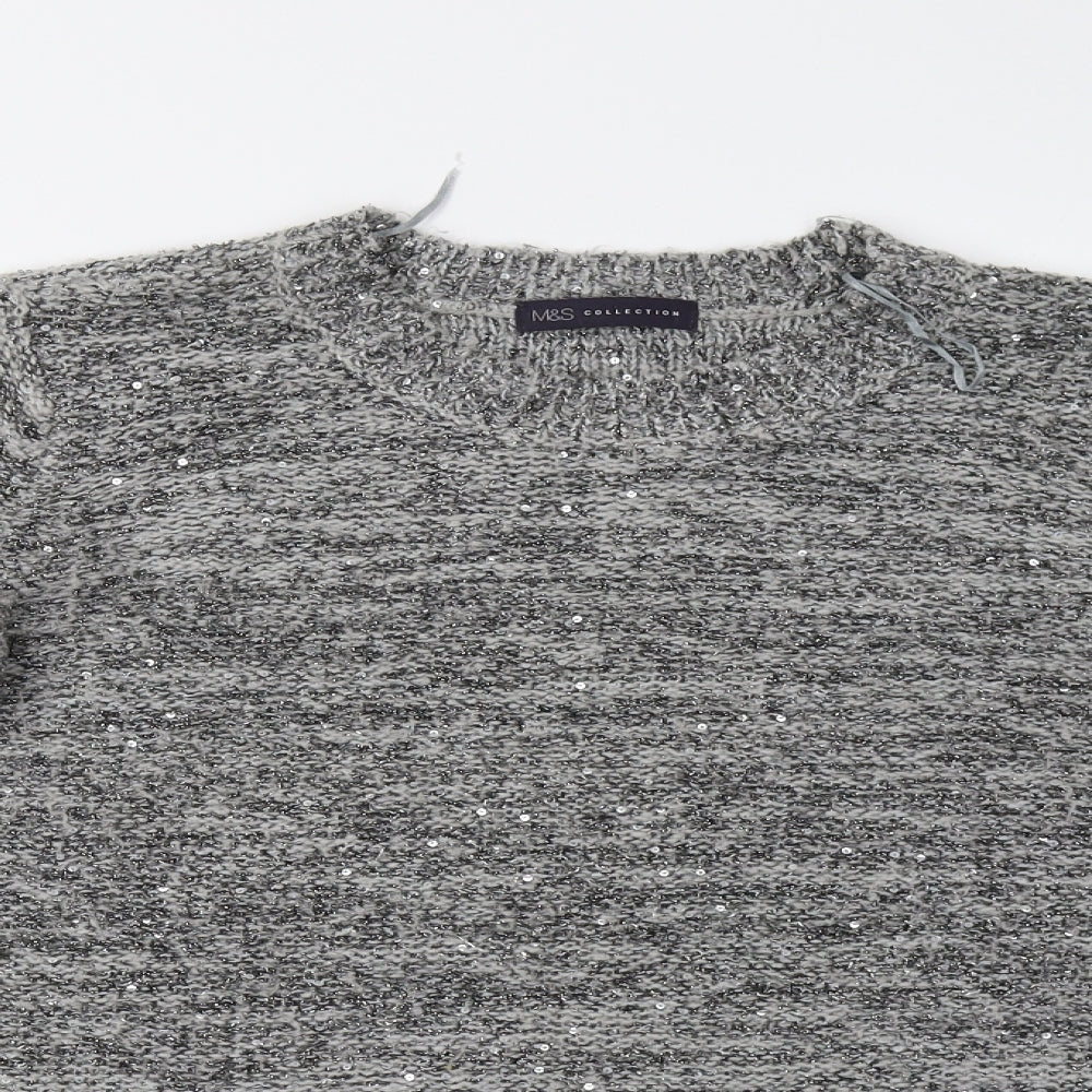 M&S Womens Grey   Pullover Jumper Size 14  - Sequinned