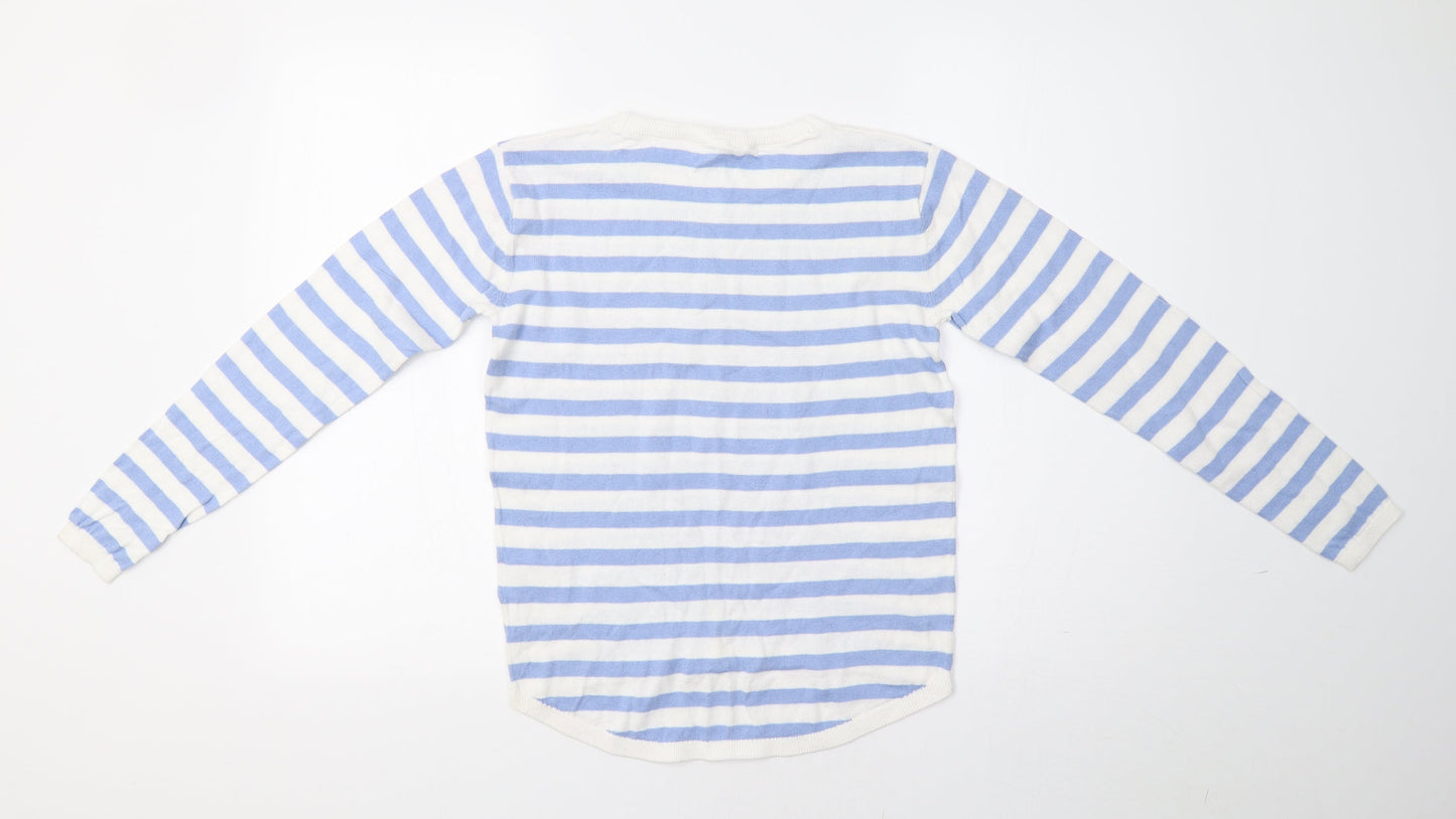 H&M Girls Blue Striped  Pullover Jumper Size 11 Years  - California