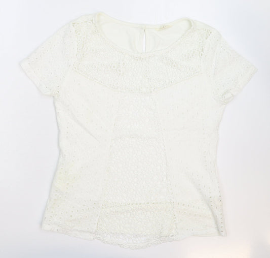 Adiva Naturals Womens White   Basic T-Shirt Size M