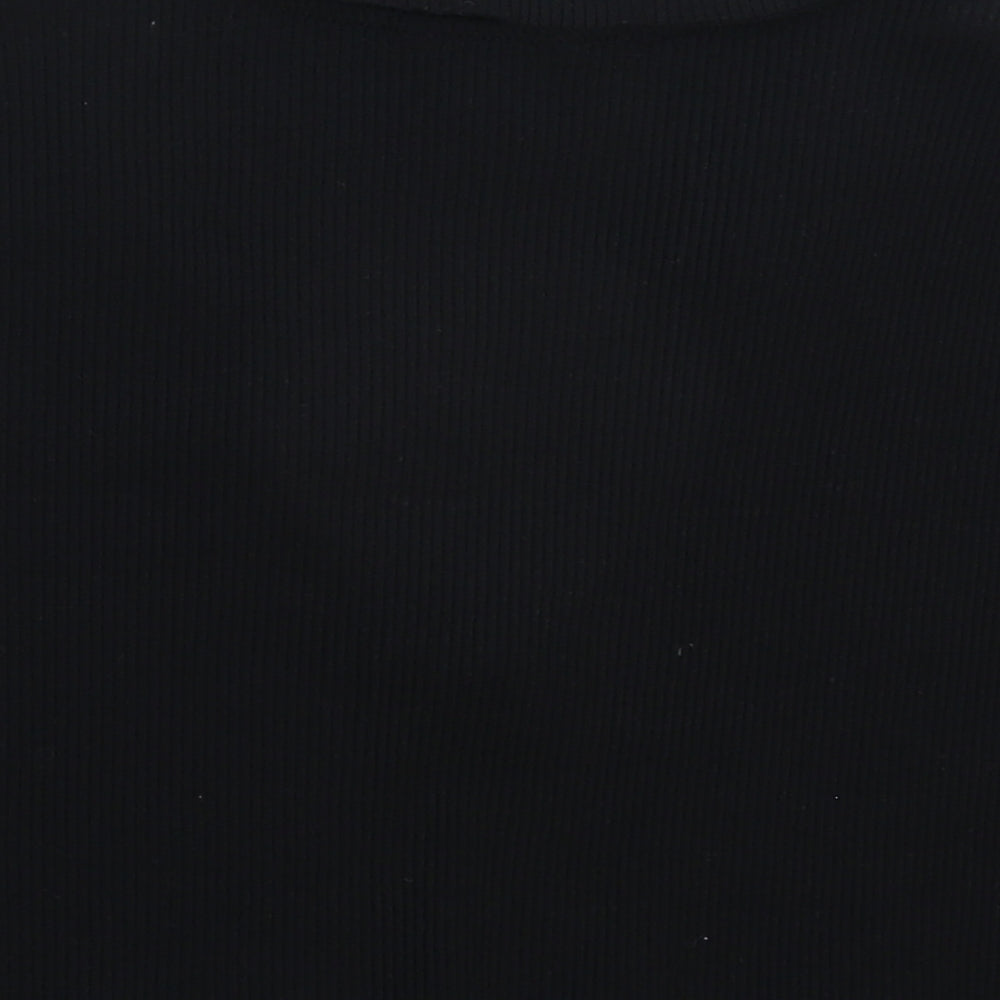 Monki Womens Black   Cropped Polo Size L