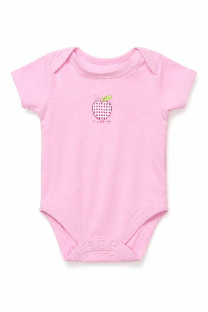 Front view of Early Days girls’ pink babygrow one-piece, size 0-3, months