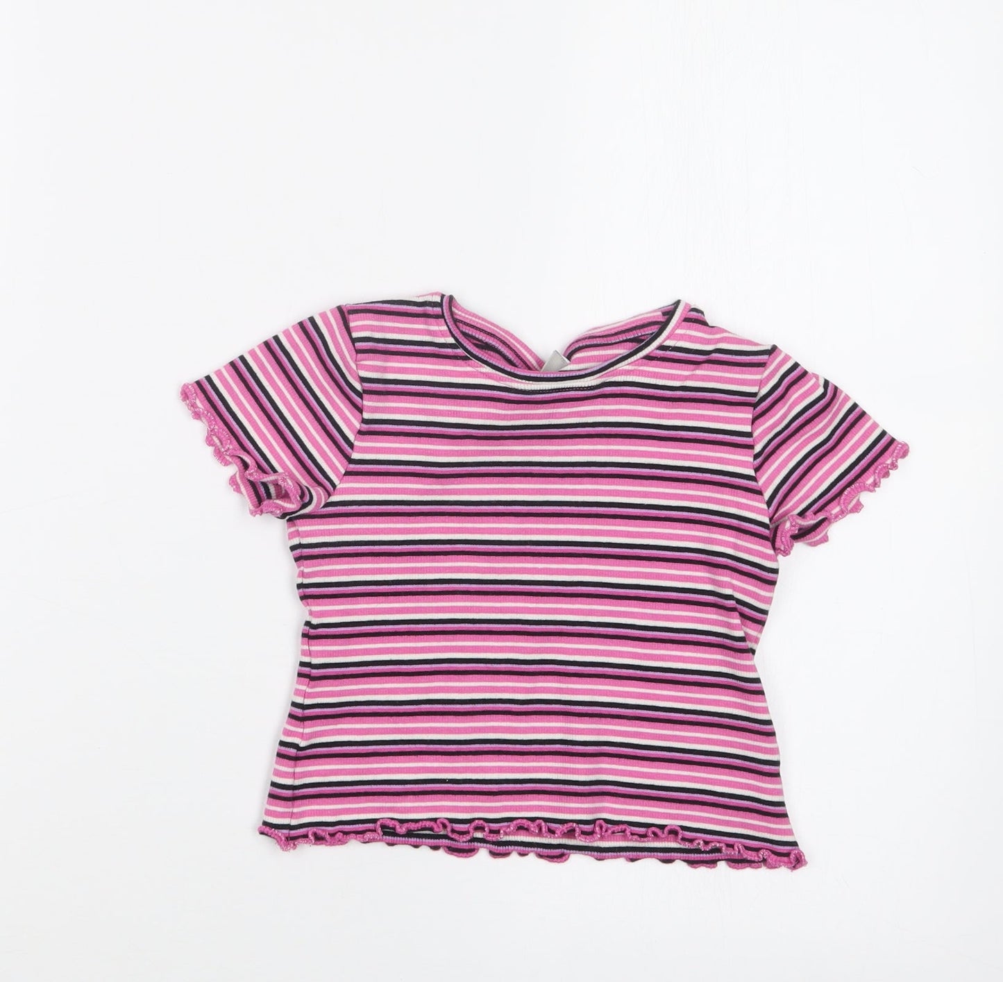 Matalan Girls Pink Striped  Basic T-Shirt Size 5 Years