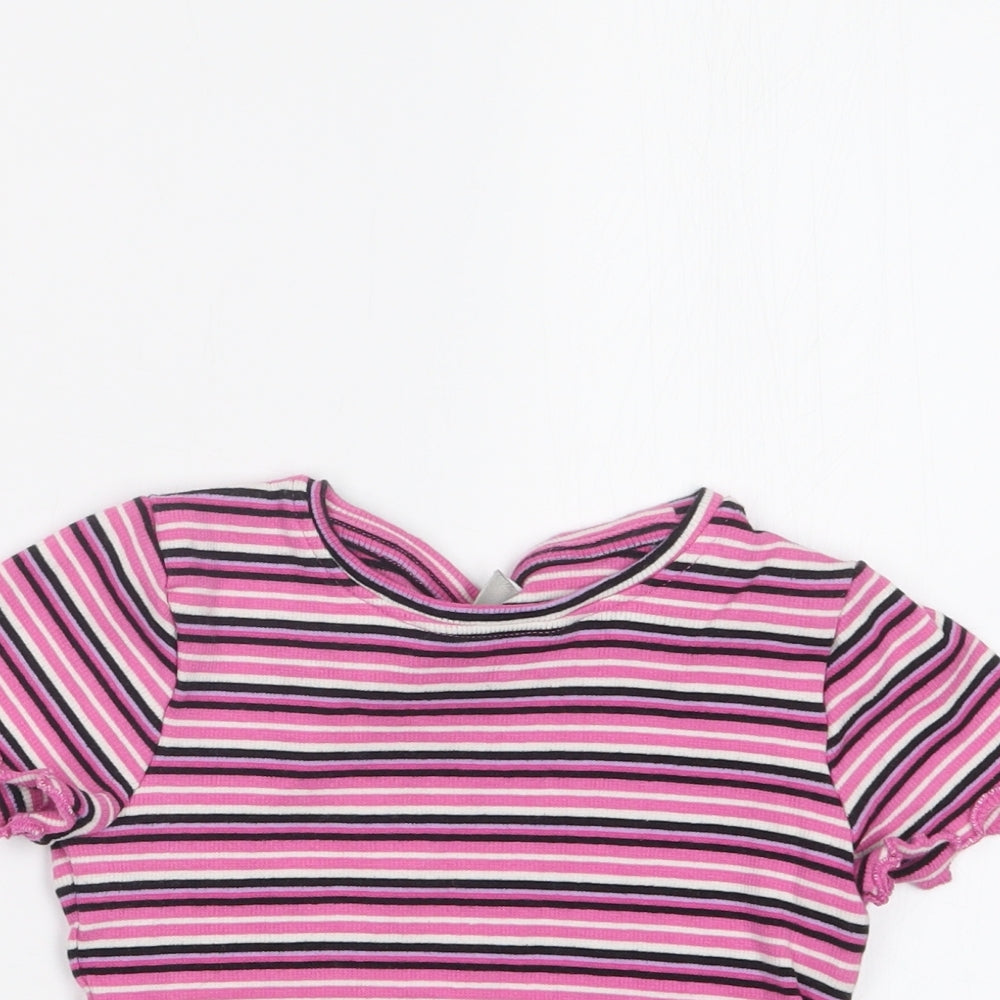 Matalan Girls Pink Striped  Basic T-Shirt Size 5 Years