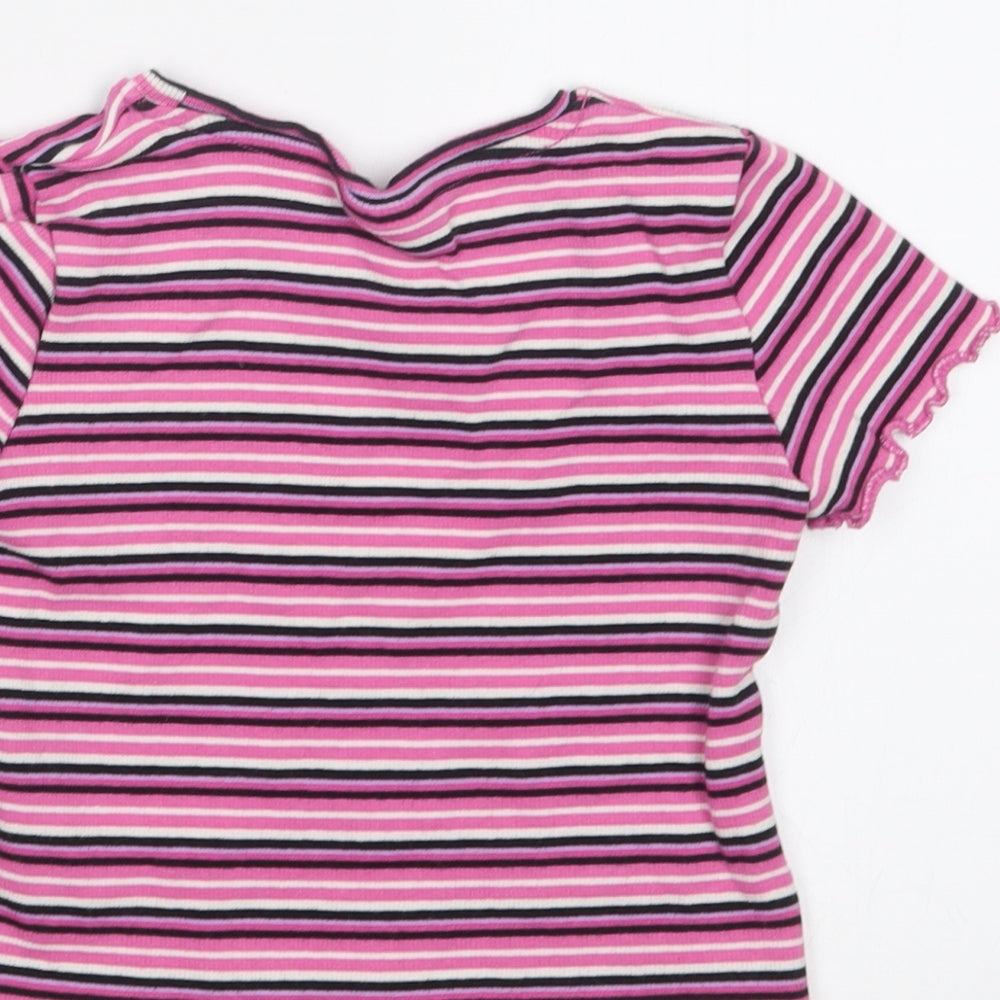 Matalan Girls Pink Striped  Basic T-Shirt Size 5 Years
